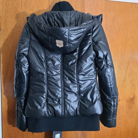 NWT Mackage XS Melanie Black Puffer Hooded Jacket